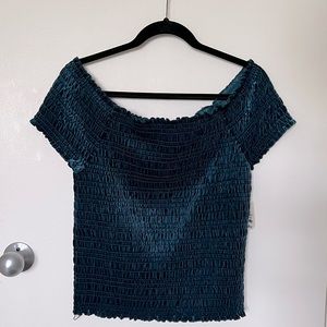 Aeropostale Velvet Teal Off the Shoulder Top